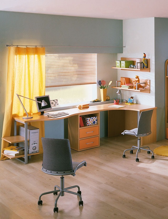 L shaped study table design design and ideas.